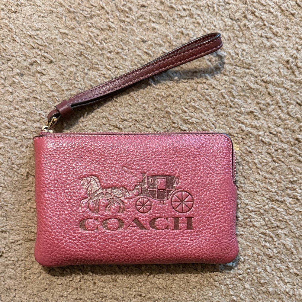 Coach Pink Leather Wristlet